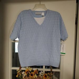 New Alfred Dunner Blue Short Sleeve Top Size Women's Petite L